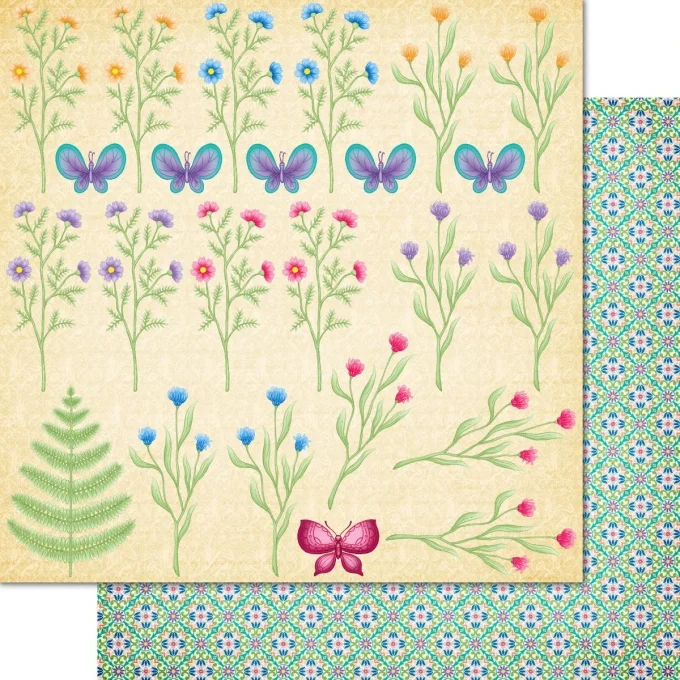 Bloc de papier Floral Butterfly 30.5 x 30.5 cm - Heartfelt Créations 
