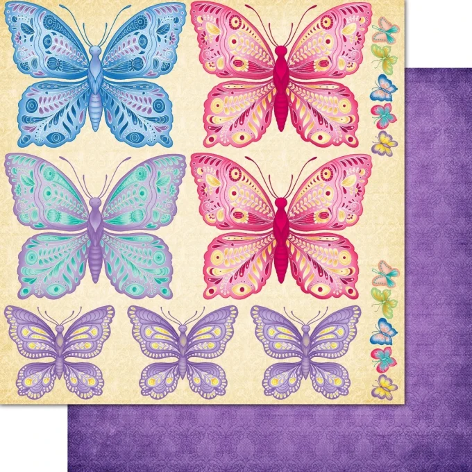 Bloc de papier Floral Butterfly 30.5 x 30.5 cm - Heartfelt Créations 