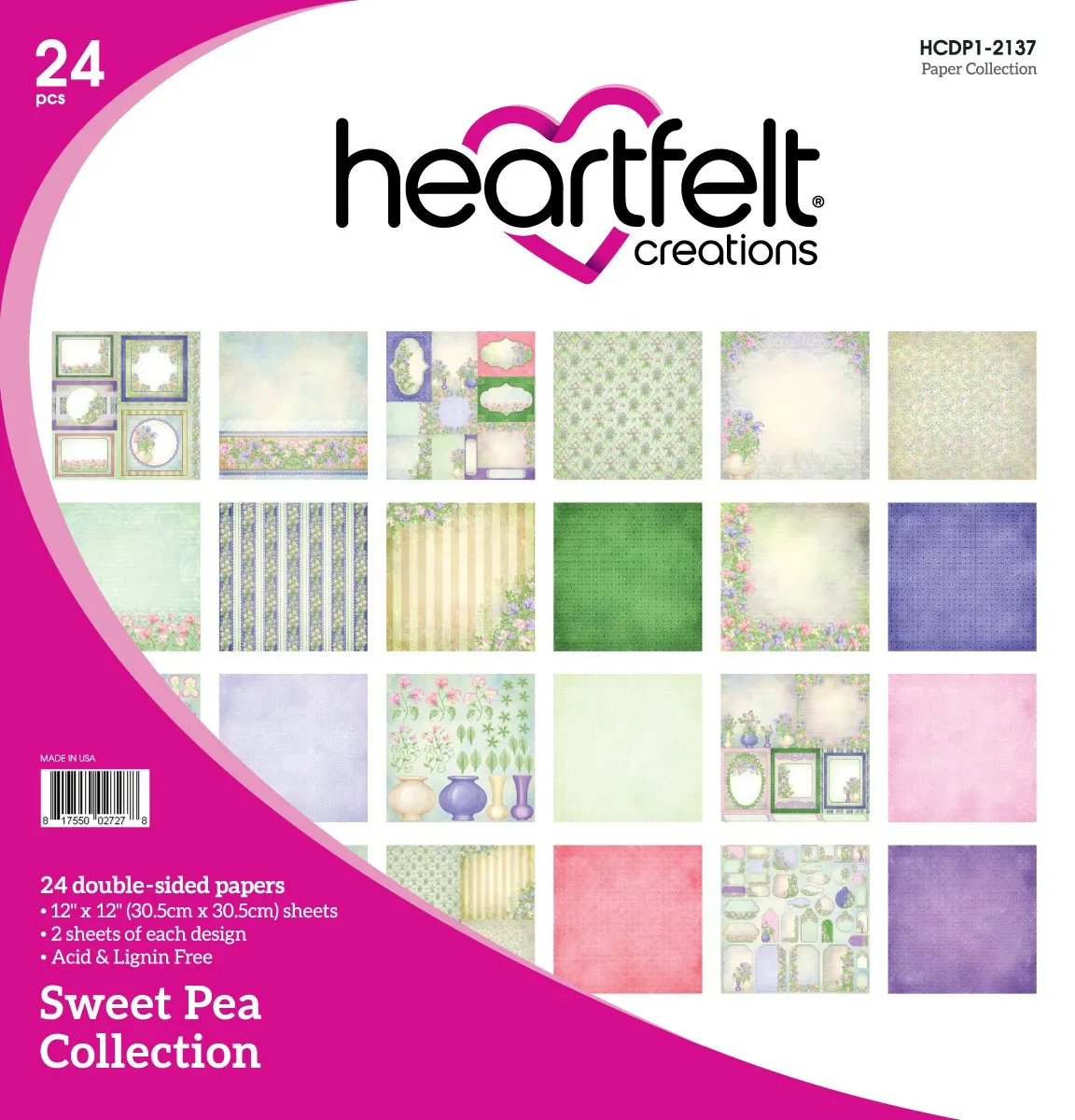 Bloc de papier Sweet Pea - 30.5 x 30.5 cm - Heartfelt Créations