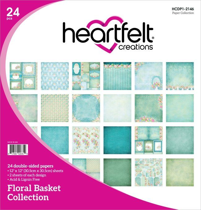 Bloc de papier Floral Basket - 30.5x30.5 cm - Heartfelt Créations