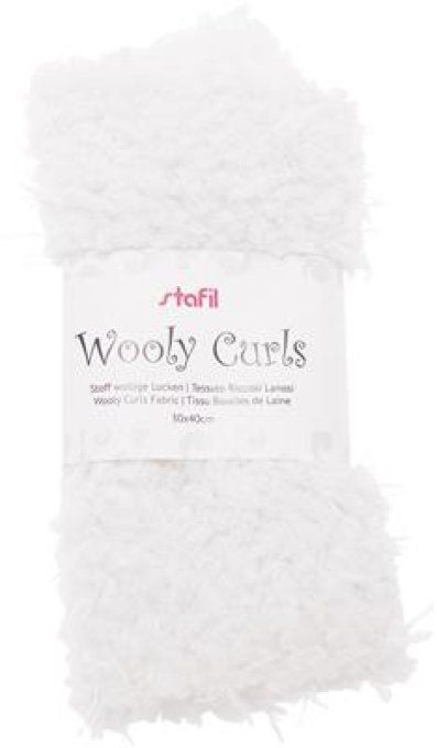 Tissu Woolly Curls couleur Blanc