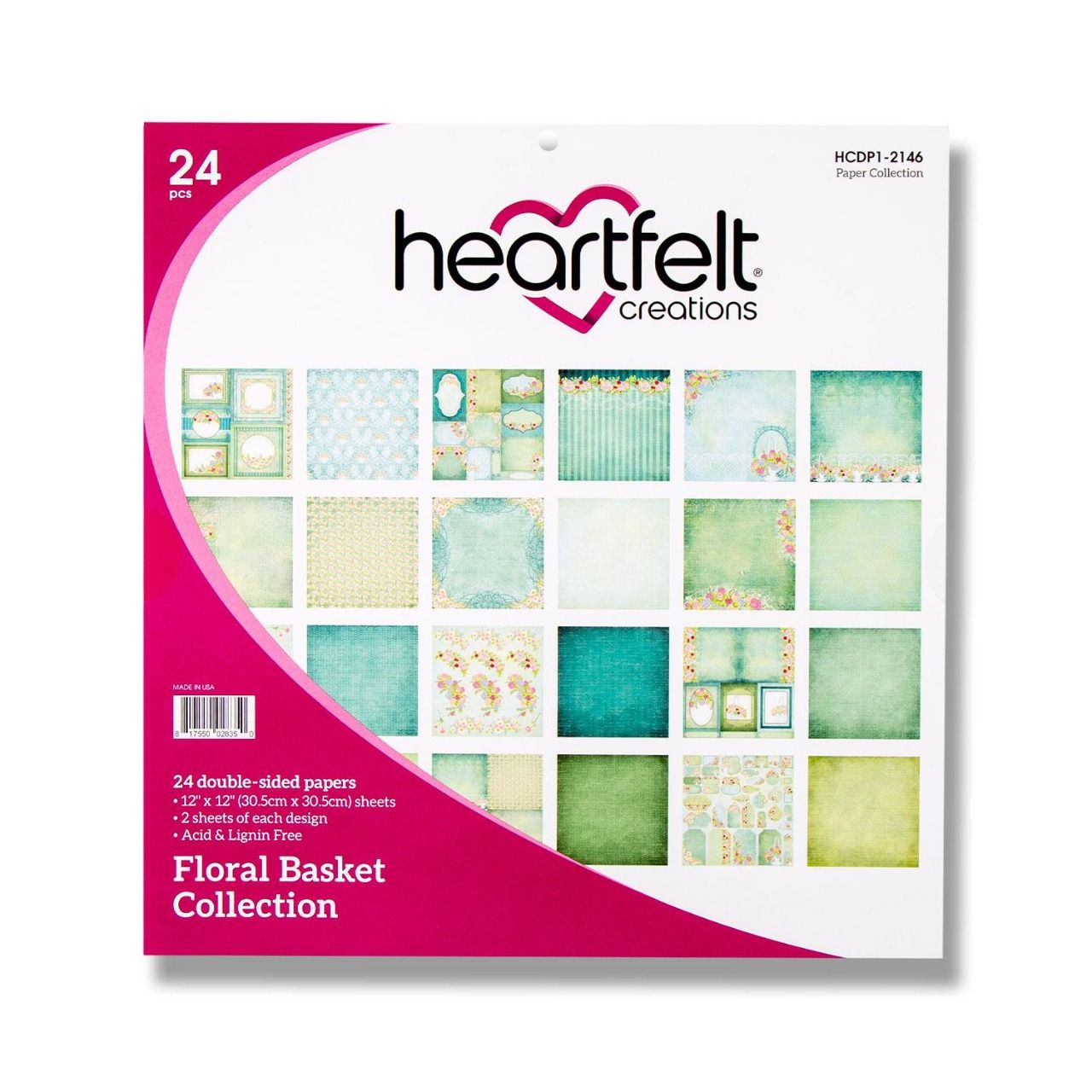 Bloc de papier Floral Basket 30.5 x 30.5 cm - Heartfelt Créations