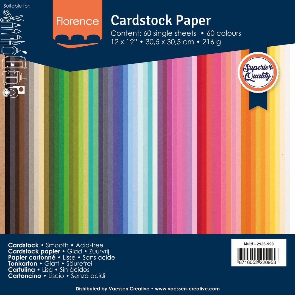 Florence • Papier Cartoné Lisse Multipack 30,5x30,5cm Assorti