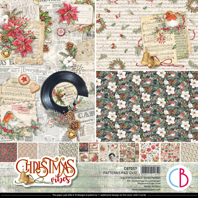 CHRISTMAS VIBES PATTERNS 12X12 8/PKG