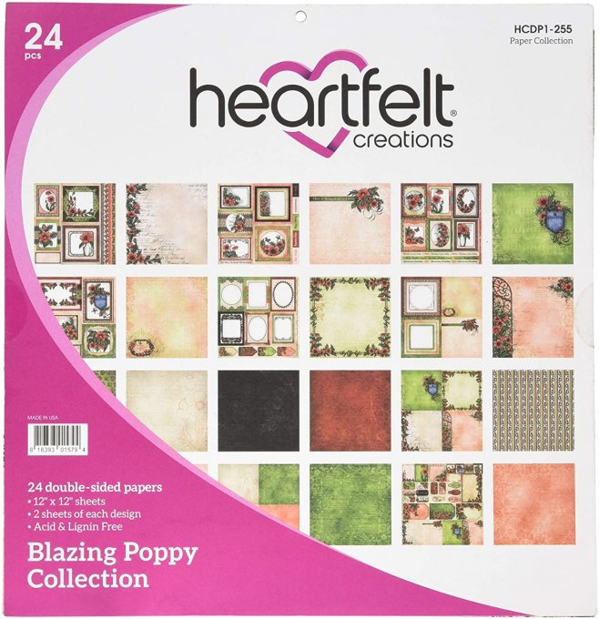 Bloc de papier Blazing Poppy - 30.5 x 30.5 cm - Heartfelt Créations
