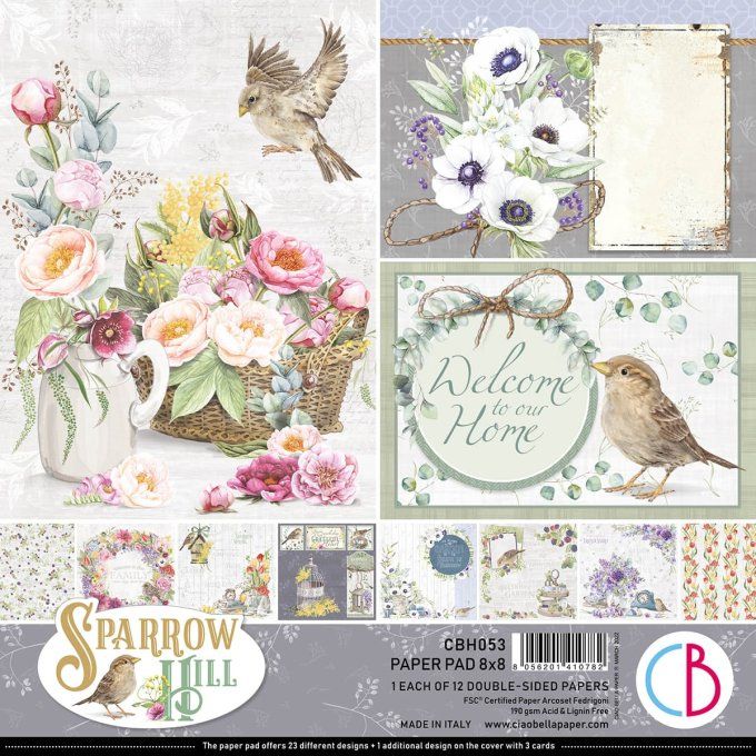 SPARROW HILL PAPER PAD 8"X8" 12/PKG