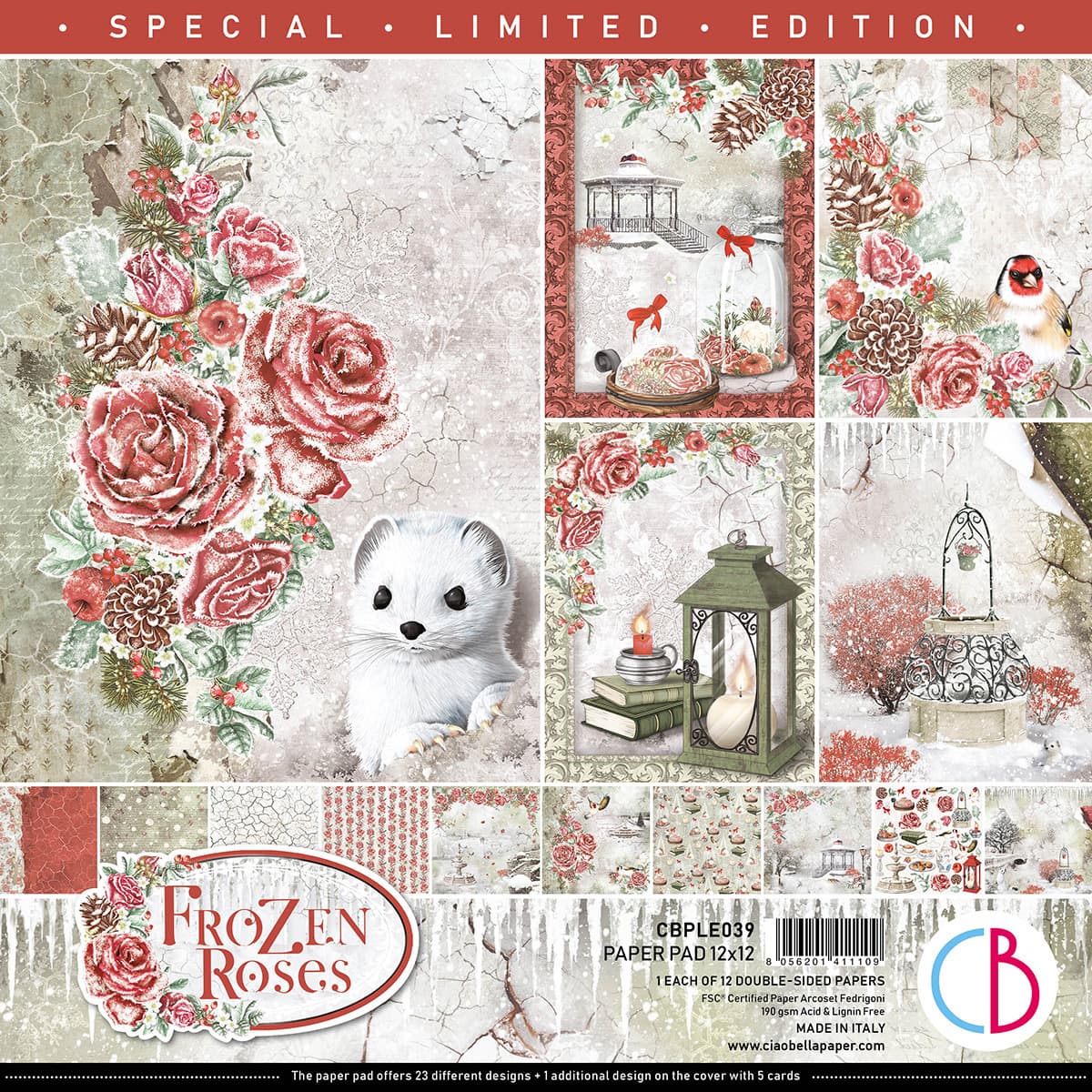 FROZEN ROSES LIMITED EDITION PAPER PAD 12"X12" 12/PKG