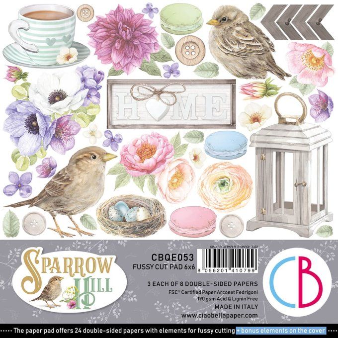 SPARROW HILL FUSSY CUT PAD 6"X6" 24/PKG