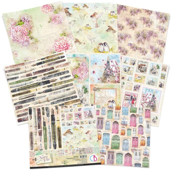 NOTRE VIE PATTERNS PAD 12"X12" 8/PKG