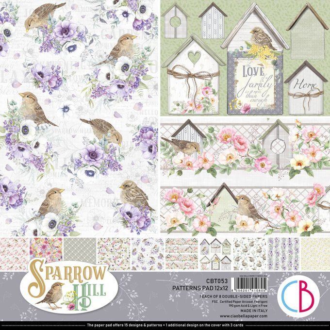 SPARROW HILL PATTERNS PAD 12"X12" 8/PKG