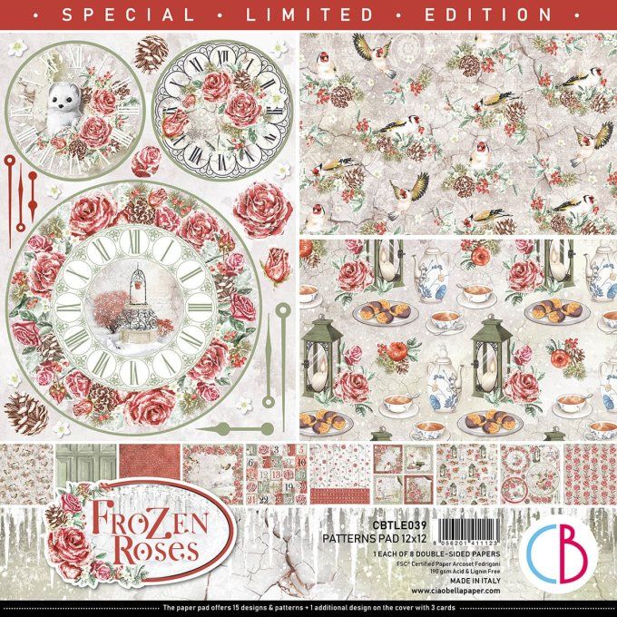 FROZEN ROSES LIMITED EDITION PATTERNS PAD 12"X12" 8/PKG
