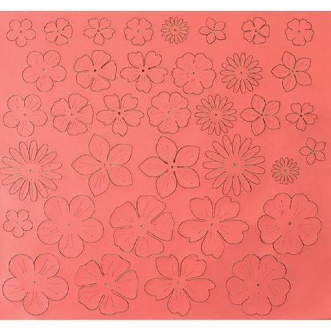 Eco Cuir Nappa Fleurs corail