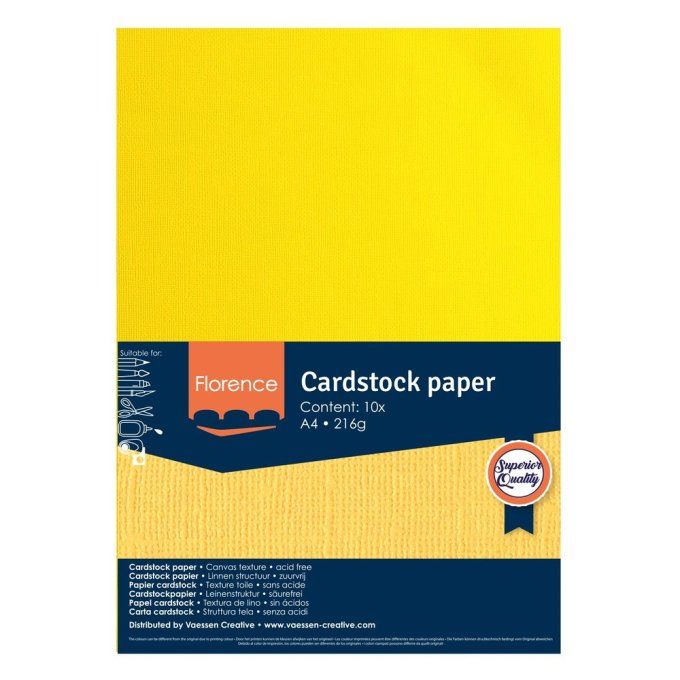 Florence • Papier Cartonné Texturé A4 21X29.7 cm Lemon yellow X 10
