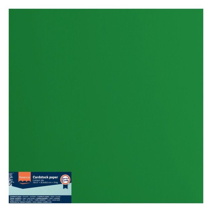 Florence • Papier Cartonné Lisse 30,5x30,5cm Broccoli X 20