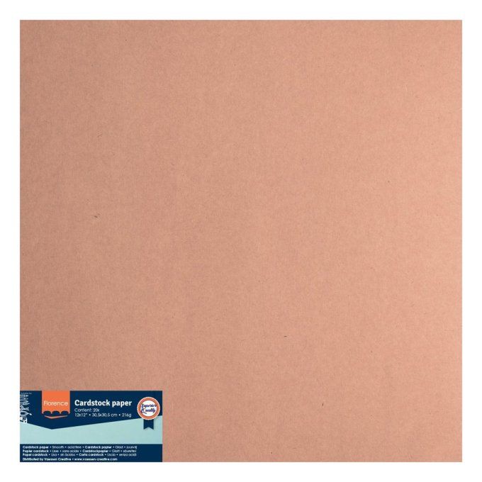 Florence • Papier Cartoné Lisse 30,5x30,5cm Kraft dark X 20