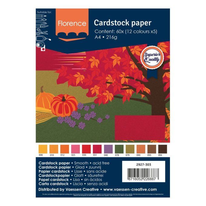 Florence • Cardstock lisse A4  21X29.70 cm Autumn X60