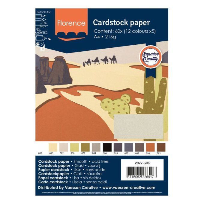 Florence • Cardstock Lisse  A4  21X29.70 cm Earth tones X60