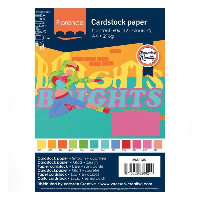 Florence • Cardstock Lisse A4  21X29.70 cm Brights X60