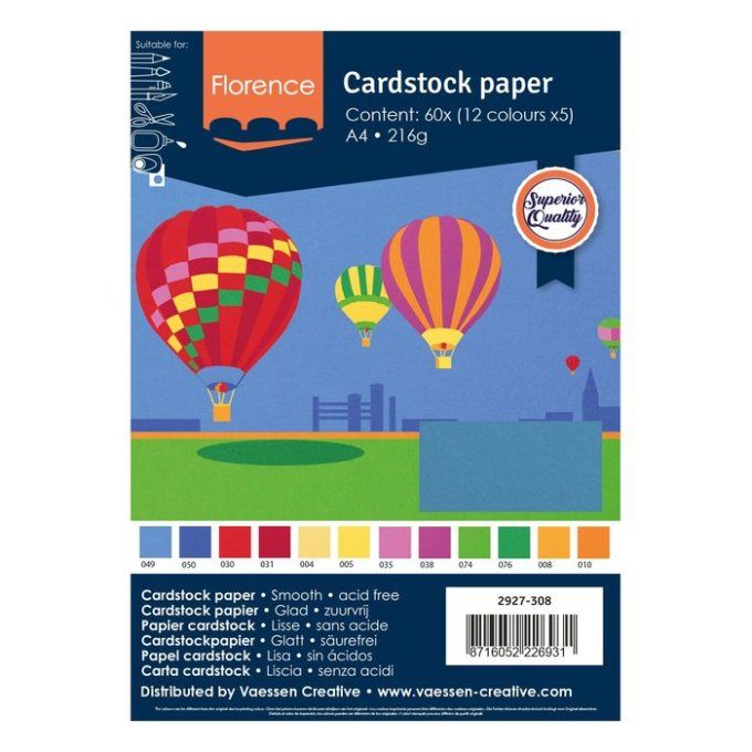 Florence • Cardstock Lisse A4  21X29.70 cm Basic X60