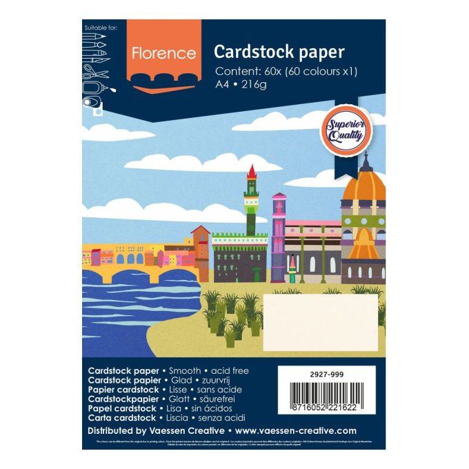Florence • Cardstock Lisse A4  21X29.70 cm multipack Assorti X60