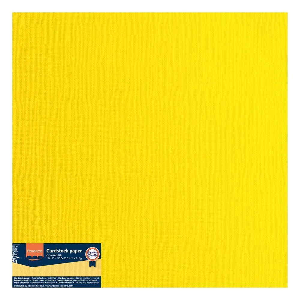Florence • Papier Cartonné Texturé 30,5x30,5cm Lemon yellow X 20