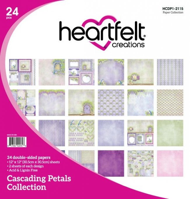 HCDP1-2115-Bloc de papier Petales en Cascade - 30.5x30.5 cm - Heartfelt Creations-cascading collecti