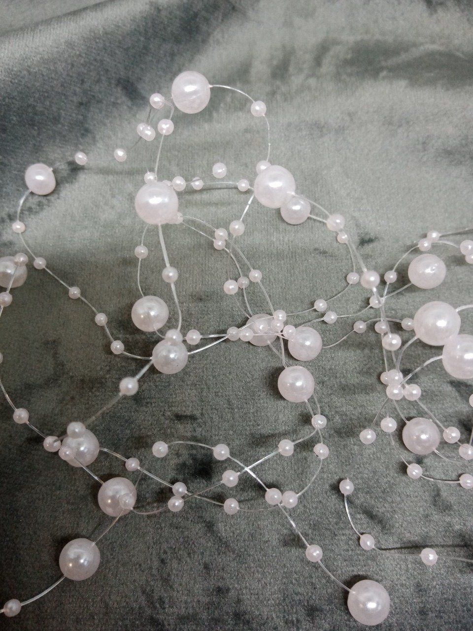 Ruban de perles  roses 8 et 3 mm env 180 cm