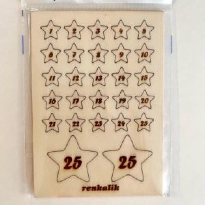 Chiffres en bois pour calendrier de l’Avent