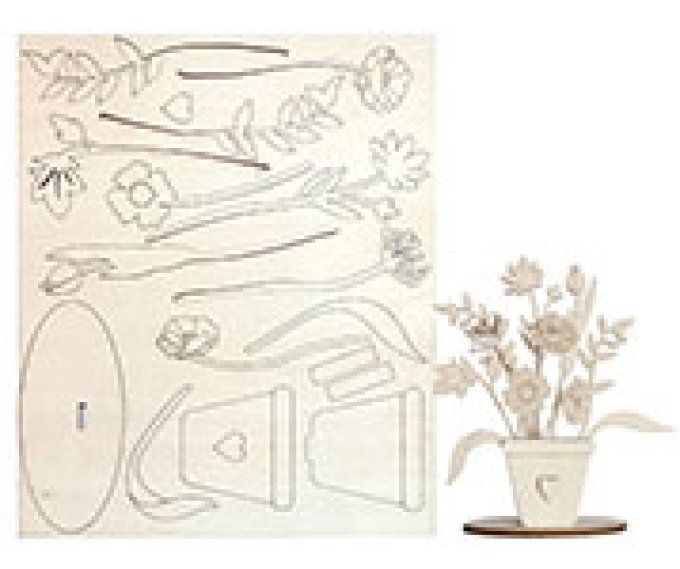 Vase en bois avec des fleurs sur tige