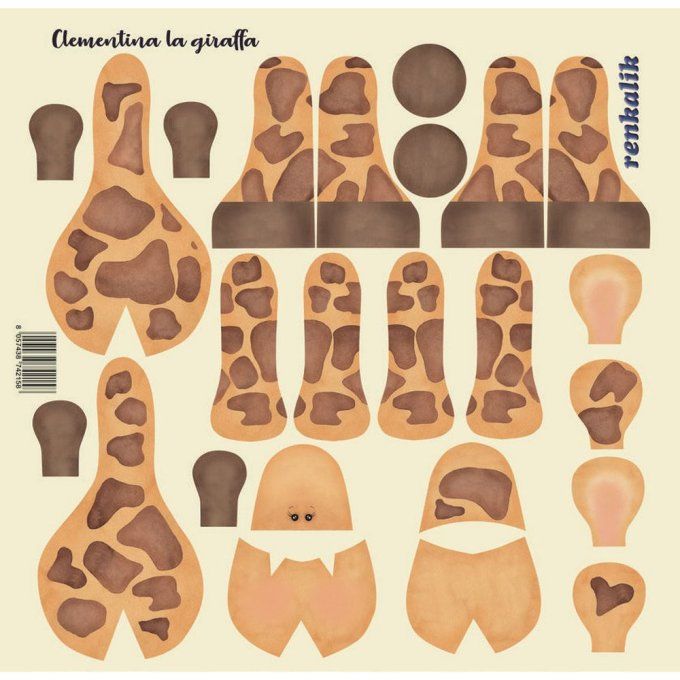 3D Kraft Tissu Clementina Petite Girafe
