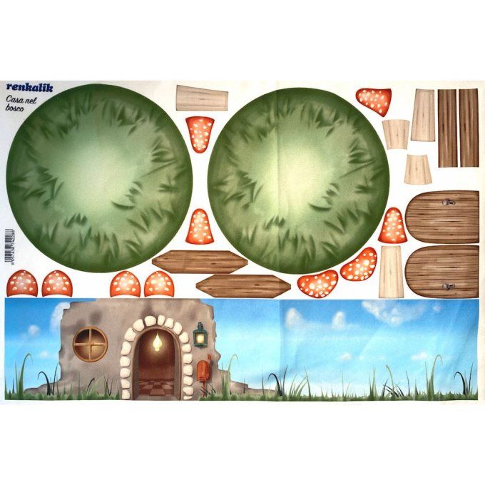 Kraft 3D tissu La maison dans la forêt de Renkalik