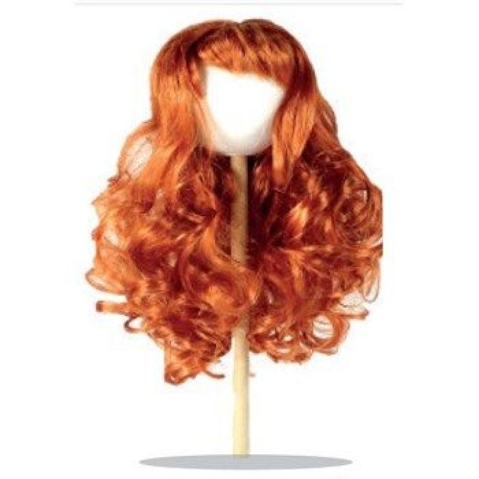 Perruque de poupée cheveux bouclés rouges