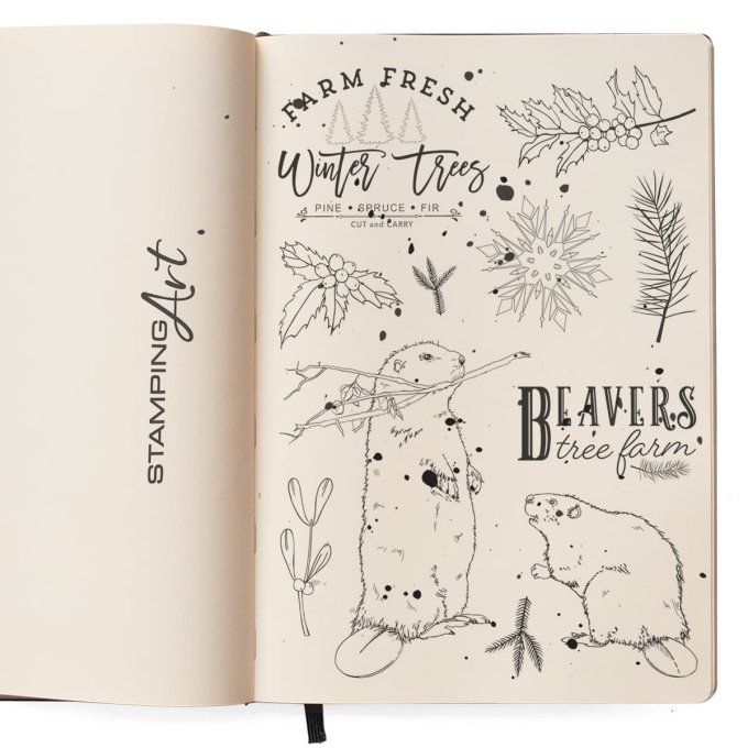 CLEAR STAMP SET 6"X8" BEAVERS TREE FARM