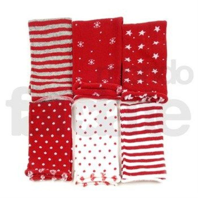 Lot de 6 tubulaires de Noël rouges