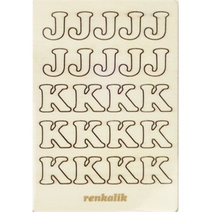 Jeu de lettres en bois J K