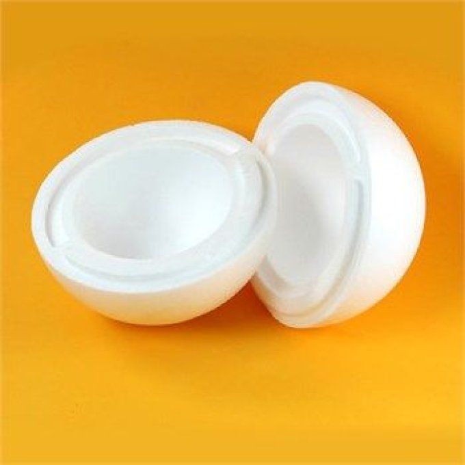 Boule polystyrène - 2 demi-sphères - 18 cm