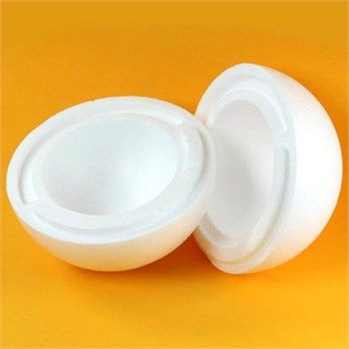 Boule polystyrène - 2 demi-sphères - 20 cm