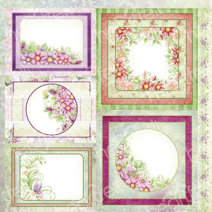 Bloc de papier Feathery Florals 30.5 x 30.5 cm - Heartfelt Créations