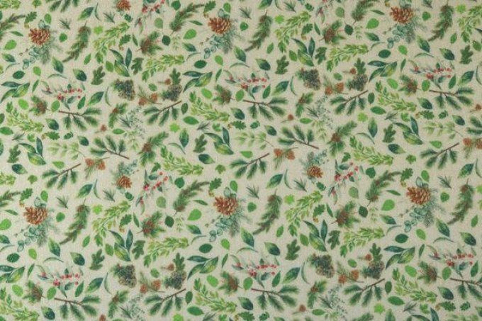 Tissu Jersey imprimé LUREX BRILLANT col. Feuilles d’hiver cm.35x50