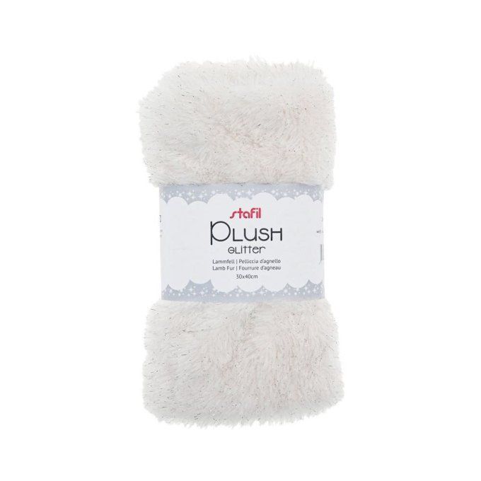 Tissu en peluche blanc avec Lurex