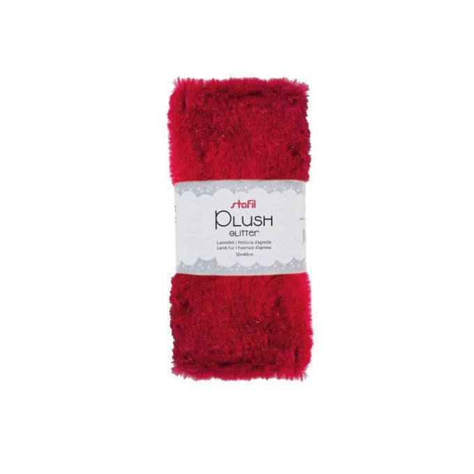 Tissu en peluche rouge avec Lurex