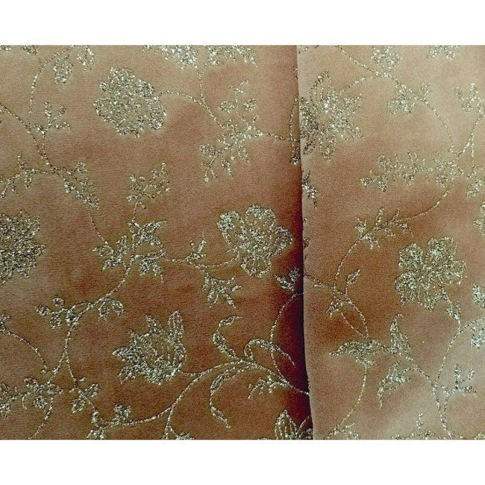 Velours Paillettes Broderie Beige 50 x 70 cm